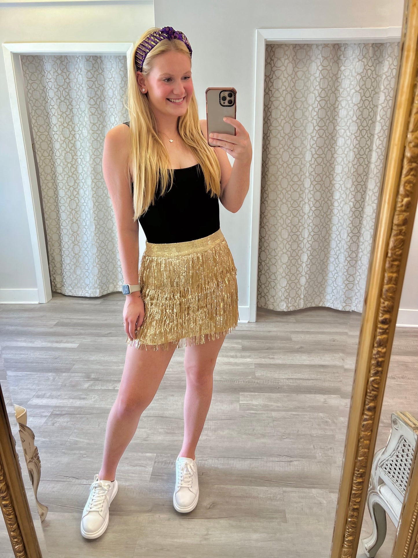 Gold Metallic Mini Skirt