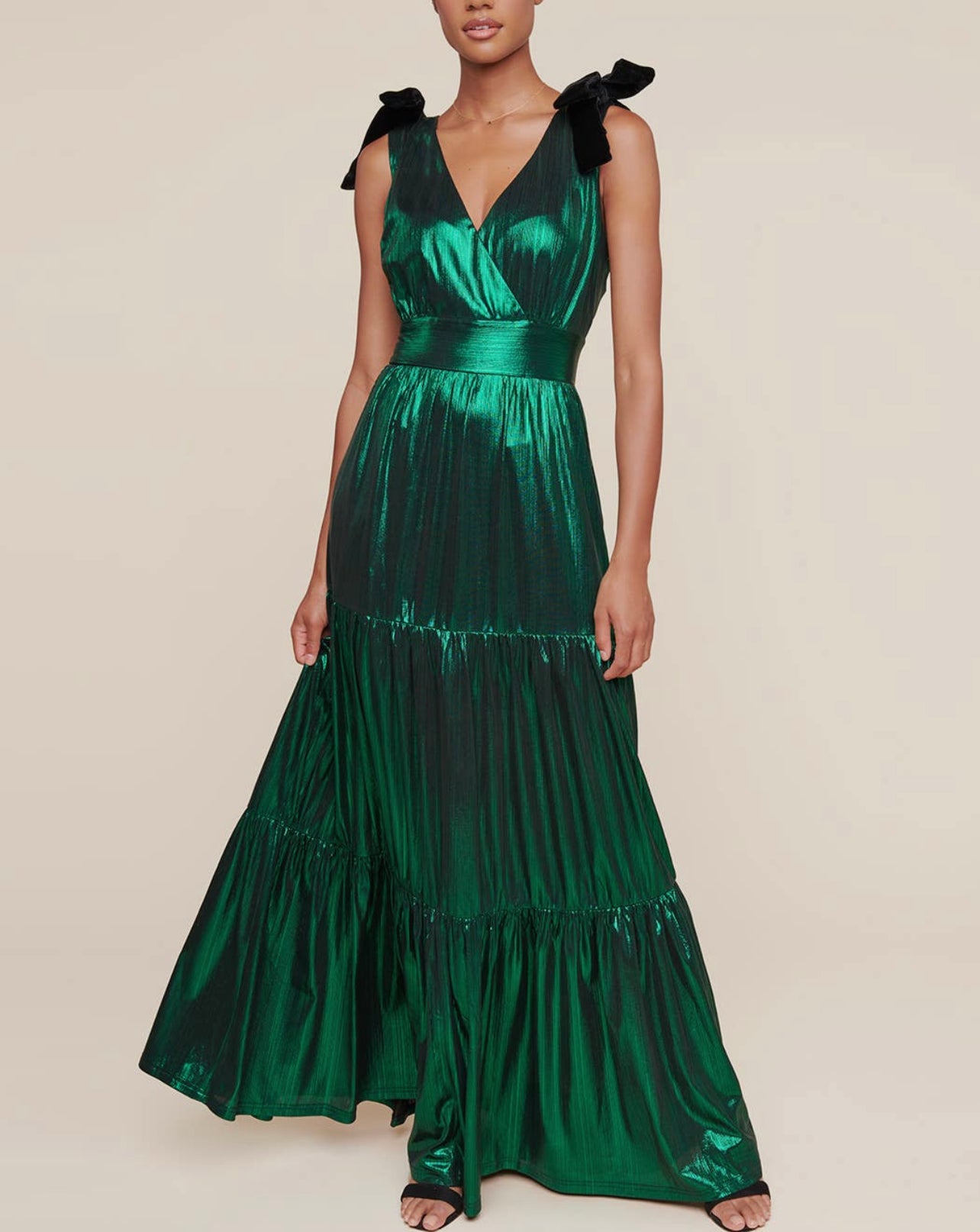 Emerald Liquid Satin Maxi Dress