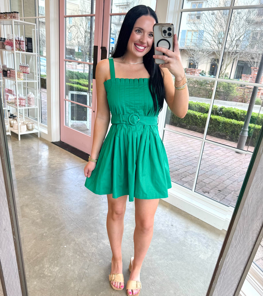 evergreen mini dress Azra Twill Foldover Mini Dress